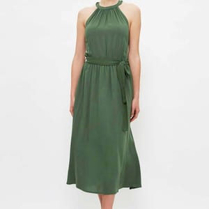 Halter Neck Pleated Dress - Midi Dresses 27
