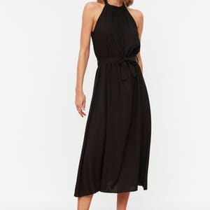 Halter Neck Pleated Dress - Midi Dresses 46