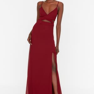 Front Split Strappy Cut Out Detail Dress - Party Dresses 21