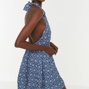 Halter Neck Printed Dress - Mini Dresses 16