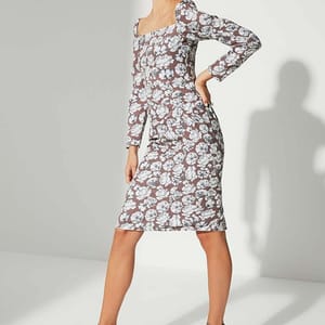 3_org_zoom Square Neck Floral Print Dress - Midi Dresses 34
