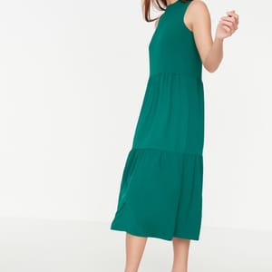 High Neck Tiered Dress - Midi Dresses 92