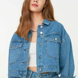 Denim Bomber Crop Jacket - Denim Jackets 17