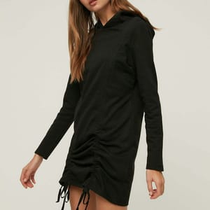 Ruched Detail Hooded Dress - Mini Dresses 20