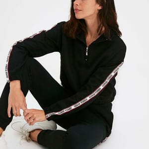 Zip Detail Crop Sweatshirt - Sweatshirts 22