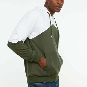 4_org_zoom Men's Hooded Long Sleeve Paneled Sweatshirt with Kangaroo Pockets - Hoodies 31