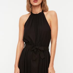 Halter Neck Pleated Dress - Midi Dresses 47