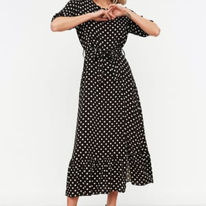 4_org_zoom Side Split Ruffle Hem Spot Print Dress - Midi Dresses 43