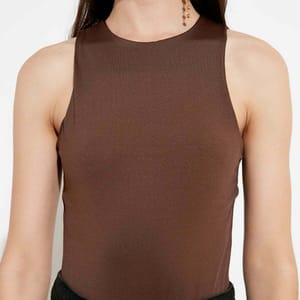 Crew Neck Knitted Body - Sleeveless Tops 54