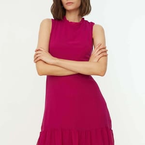4_org_zoom Pleated Hem Ruffle Detail Dress - Mini Dresses 30