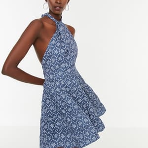 Halter Neck Printed Dress - Mini Dresses 17
