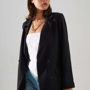 4_org_zoom Regular Lined Double Breasted Closure Woven Blazer Jacket - Blazers & Coats 62