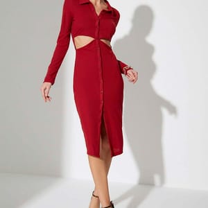 Cut Out Detail Shirt Dress - Party Dresses 34