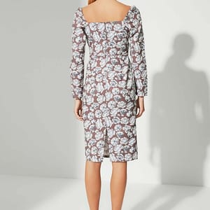 4_org_zoom Square Neck Floral Print Dress - Midi Dresses 35