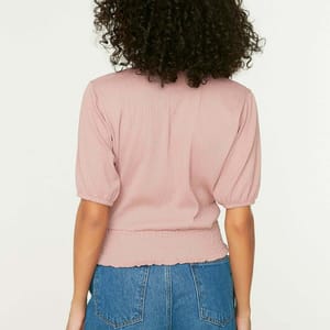 Shirred Waist Surplice Top - Casual Tops 18