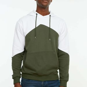 Men's Hooded Long Sleeve Paneled Sweatshirt with Kangaroo Pockets