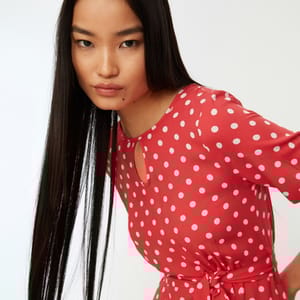 Side Split Ruffle Hem Spot Print Dress - Midi Dresses 31