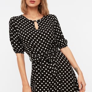 5_org_zoom Side Split Ruffle Hem Spot Print Dress - Midi Dresses 44