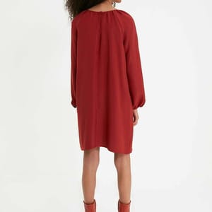 Crew Neck Balloon Sleeve Dress - Mini Dresses 11