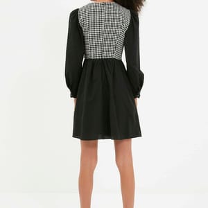 5_org_zoom Checked Button Detail Dress - Mini Dresses 19