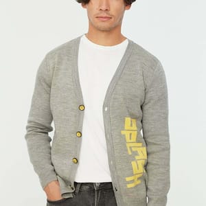 Slogan Knitted V-Neck Cardigan - Cardigans 32