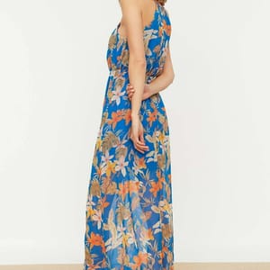 Flower Pattern Slit Dress - Maxi Dresses 24