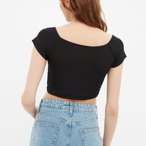 Bardot Knitted Crop Top - Cropped Tops 19