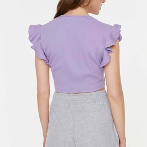 Tie Front Ribbed Crop Top - Cropped Tops 19