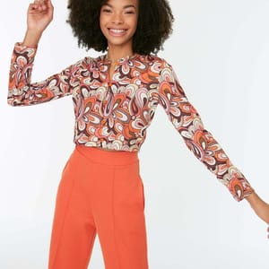 Printed Cropped Jacket - Casual Jackets 31