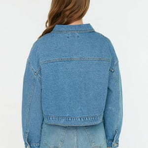 Denim Bomber Crop Jacket - Denim Jackets 19