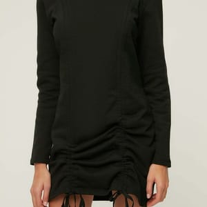 Ruched Detail Hooded Dress - Mini Dresses 22