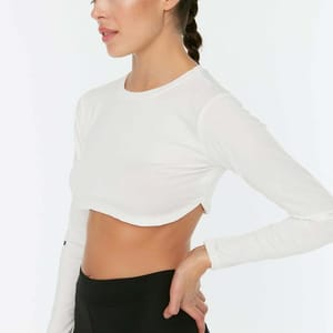 Crew Neck Crop Top For Women - Cropped Tops 38