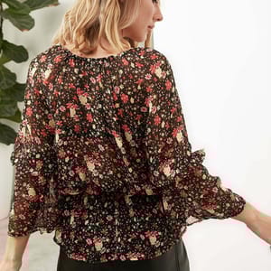 Printed Lace Detail Top - Long Sleeve Tops 23