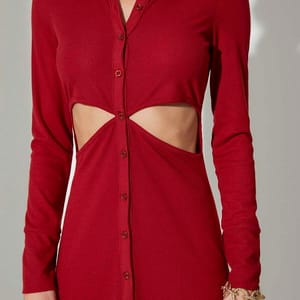 Cut Out Detail Shirt Dress - Party Dresses 36