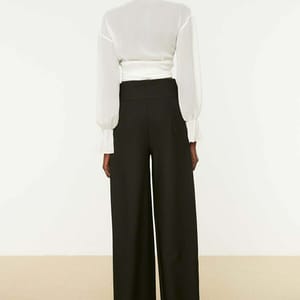 High Waist Rib Detailed Pant - Formal Pants 24