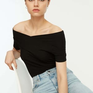 Crossover Ribbed Top - Short Sleeve Tops 21