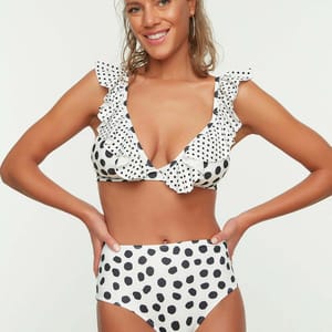 Polka Dot High Rise Bikini Brief - Bikinis 29