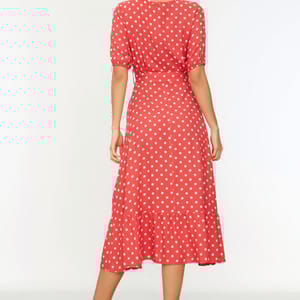 Side Split Ruffle Hem Spot Print Dress - Midi Dresses 33