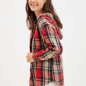 Plaid Check Hooded Shirt - Shirts & Blouses 22