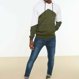 8_org_zoom Men's Hooded Long Sleeve Paneled Sweatshirt with Kangaroo Pockets - Hoodies 33