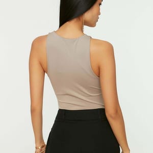 Crew Neck Knitted Body - Sleeveless Tops 87