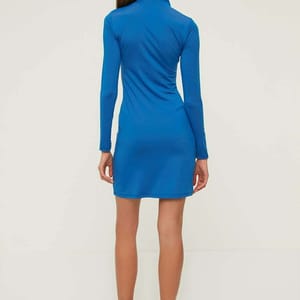 9_org_zoom Printed Stand Up Knitted Dress - Mini Dresses 49
