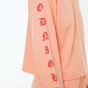 Peach Sleeve Print Knitted Pyjama Hoodie And Shorts Women's Set Trendyol - Women's Co-ord Sets 2