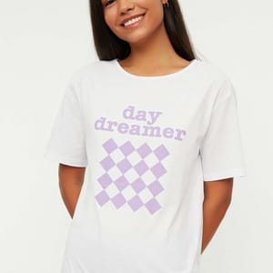 White Front Print Crew Neck T-Shirt And Pants Pyjama Women's Set White Front Print Crew Neck T-Shirt And Pants Pyjama Women's Set - Co-ord Sets 26