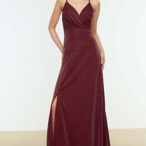 Cami Strap Shimmer Plunge Dress