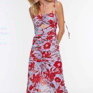 Floral Gathered Midi Dress