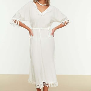 Tassel Detailed Beach Dress - Midi Dresses 24