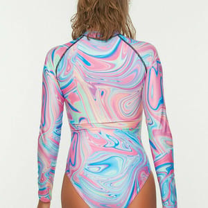 Zip Through Printed Swimsuit Women's Zip Through Printed Swimsuit - One Piece 24