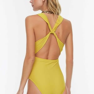 Women's Draped Back Cross Strap Low-cut Swimsuit Trendyol - Women's One Piece 11