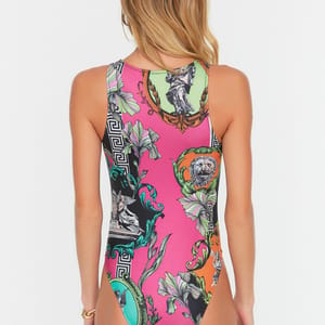 Multi Color One Piece Zip Detail Floral Print Women's Swimsuit Multicolor One-Piece Zip Detail Floral Print Women's Swimsuit - One Piece 22